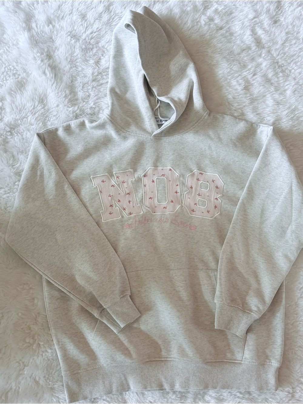 AELFRIC EDEN OVERSIZED N08 GRAPHIC HOODIE gray floral pink embroidered - Picture 3 of 6